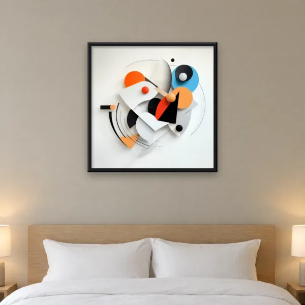 Coral Signal framed in Black on a wall