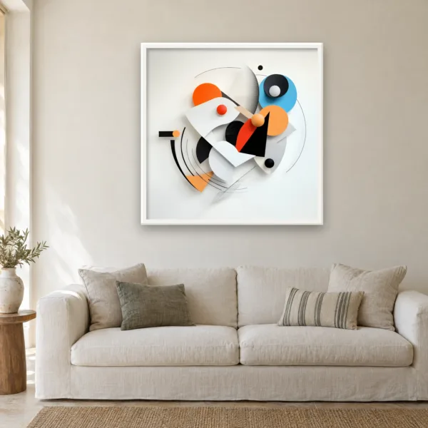 Coral Signal framed in White on a wall