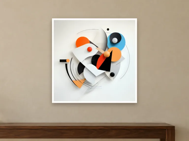 Coral Signal art print on a wall