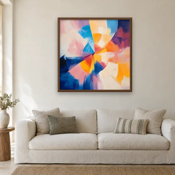 hy-shop-hy-0002-f-03-v1 Summer Brushwork framed in Walnut on a wall