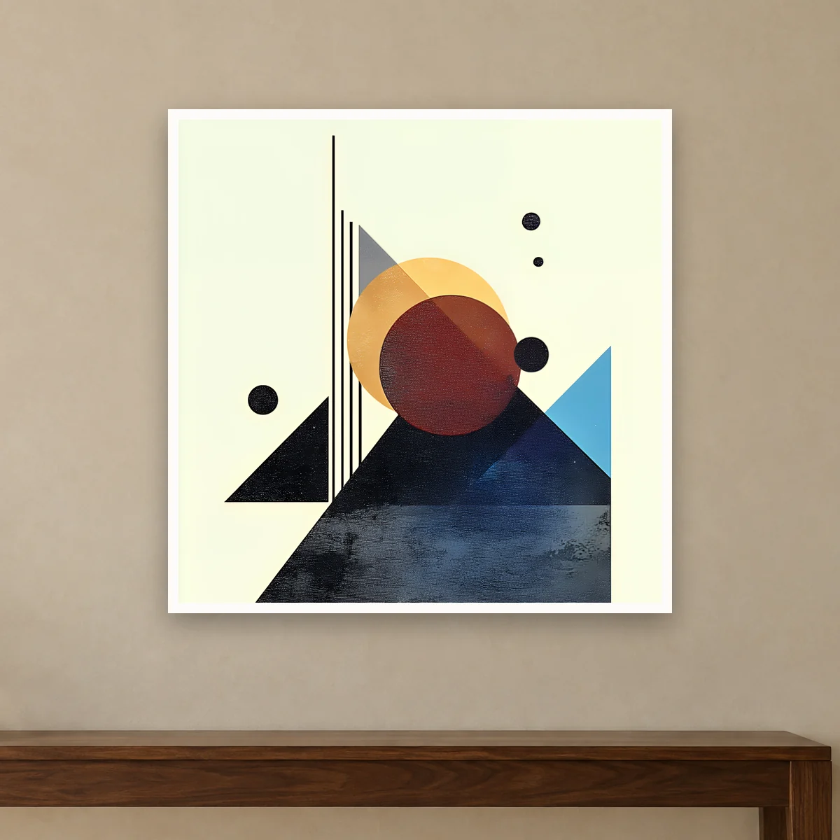 Sunset Geometry art print on a wall