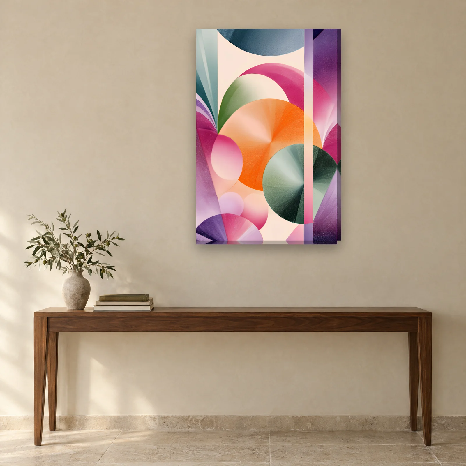 Pastel Orbits canvas on a wall