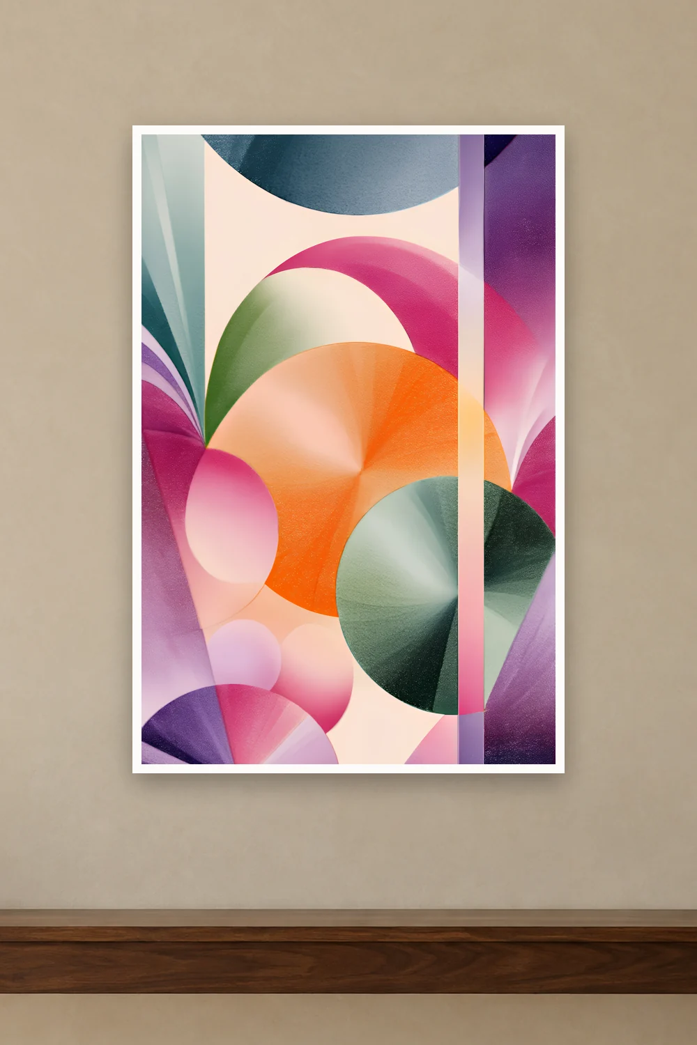 Pastel Orbits art print on a wall