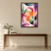 Pastel Orbits framed in Walnut on a wall