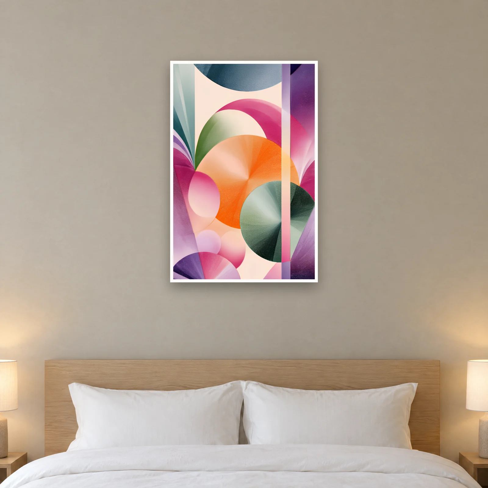 Pastel Orbits art print on a wall