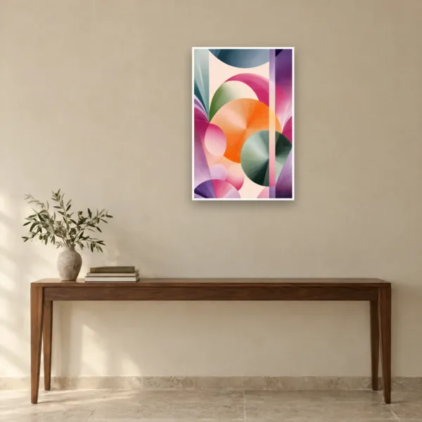 Pastel Orbits art print on a wall
