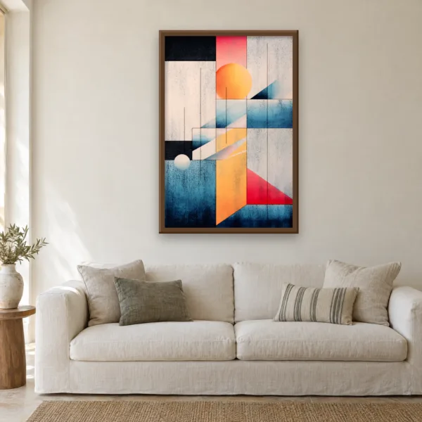 Coral Tide framed in Walnut on a wall