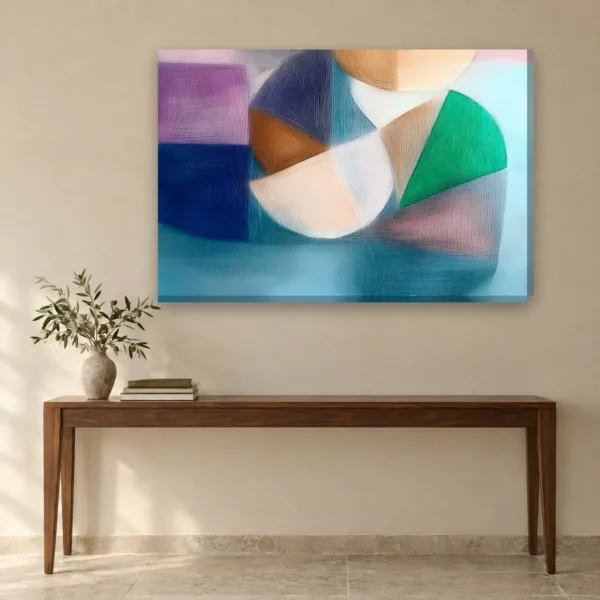 Blue Hour Circles canvas on a wall