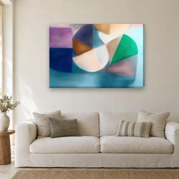 Blue Hour Circles canvas on a wall