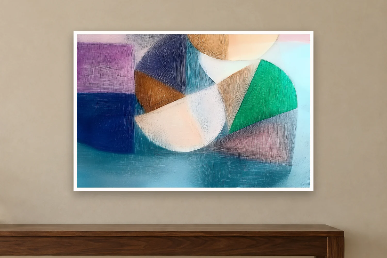 Blue Hour Circles art print on a wall