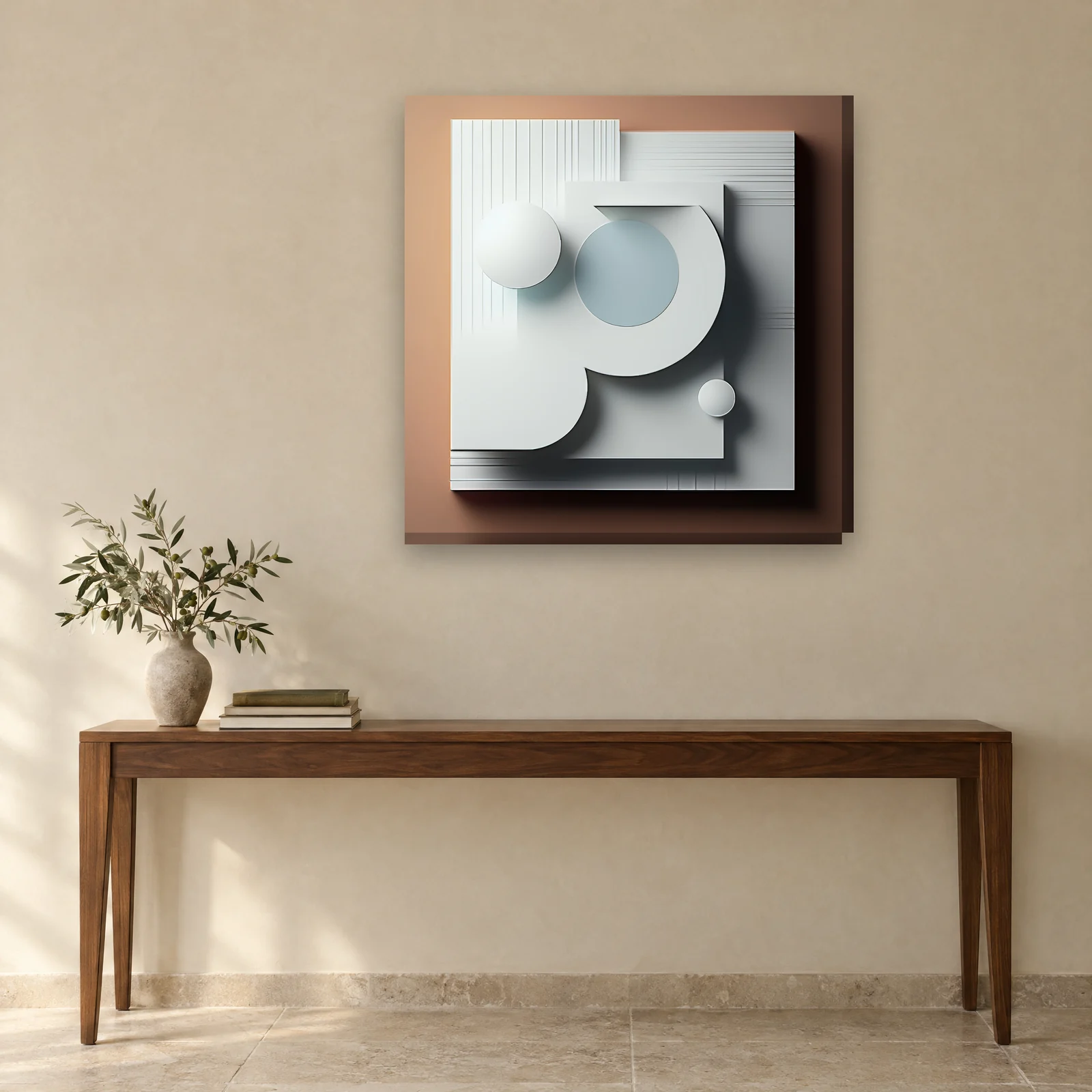 White Relief canvas on a wall