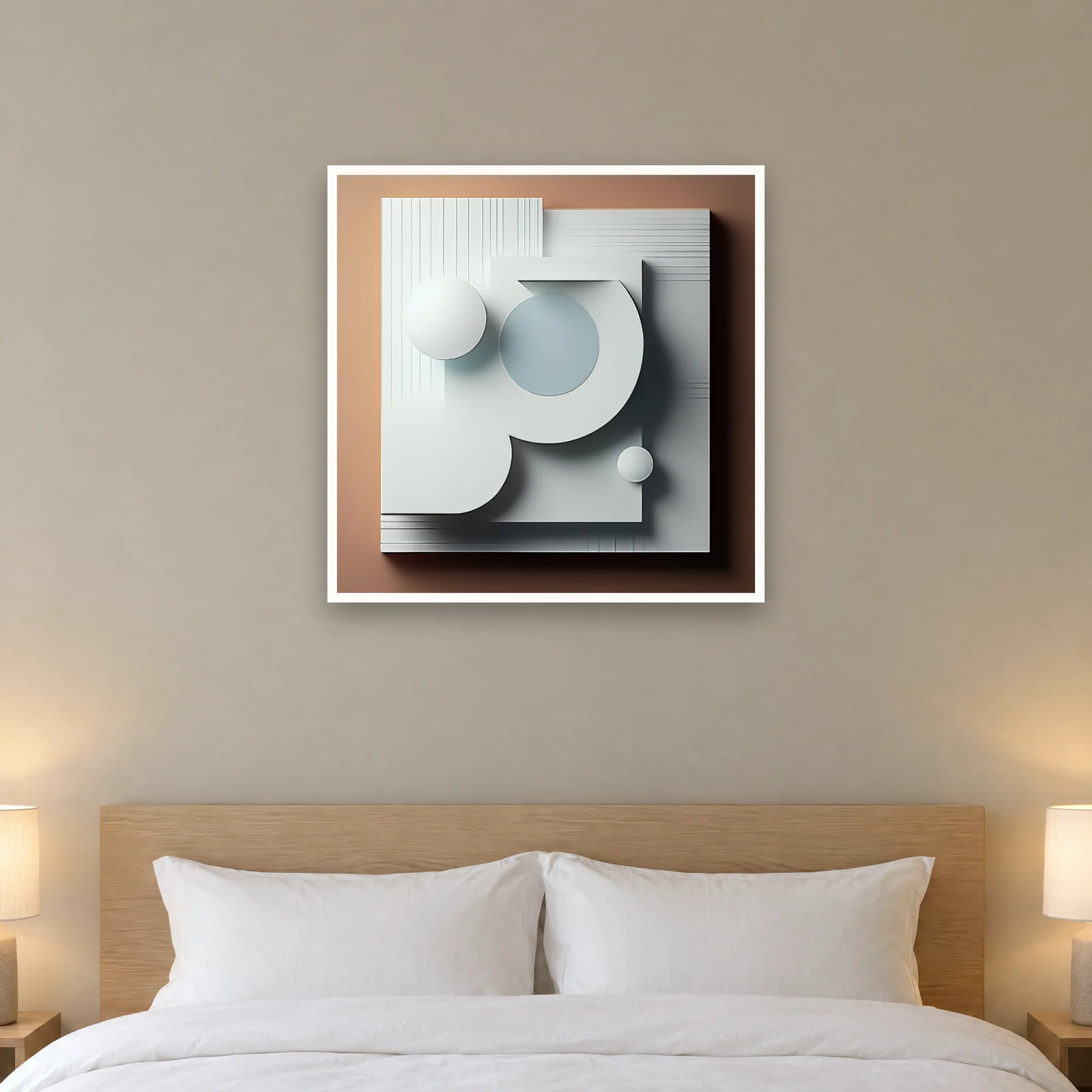 White Relief art print on a wall