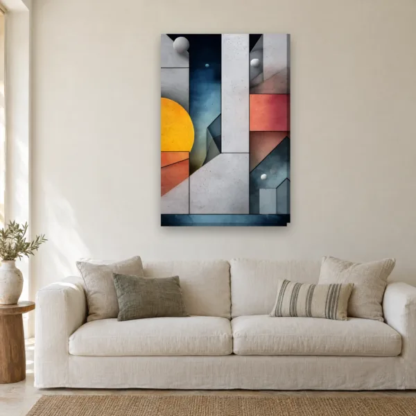 Gray Sun canvas on a wall