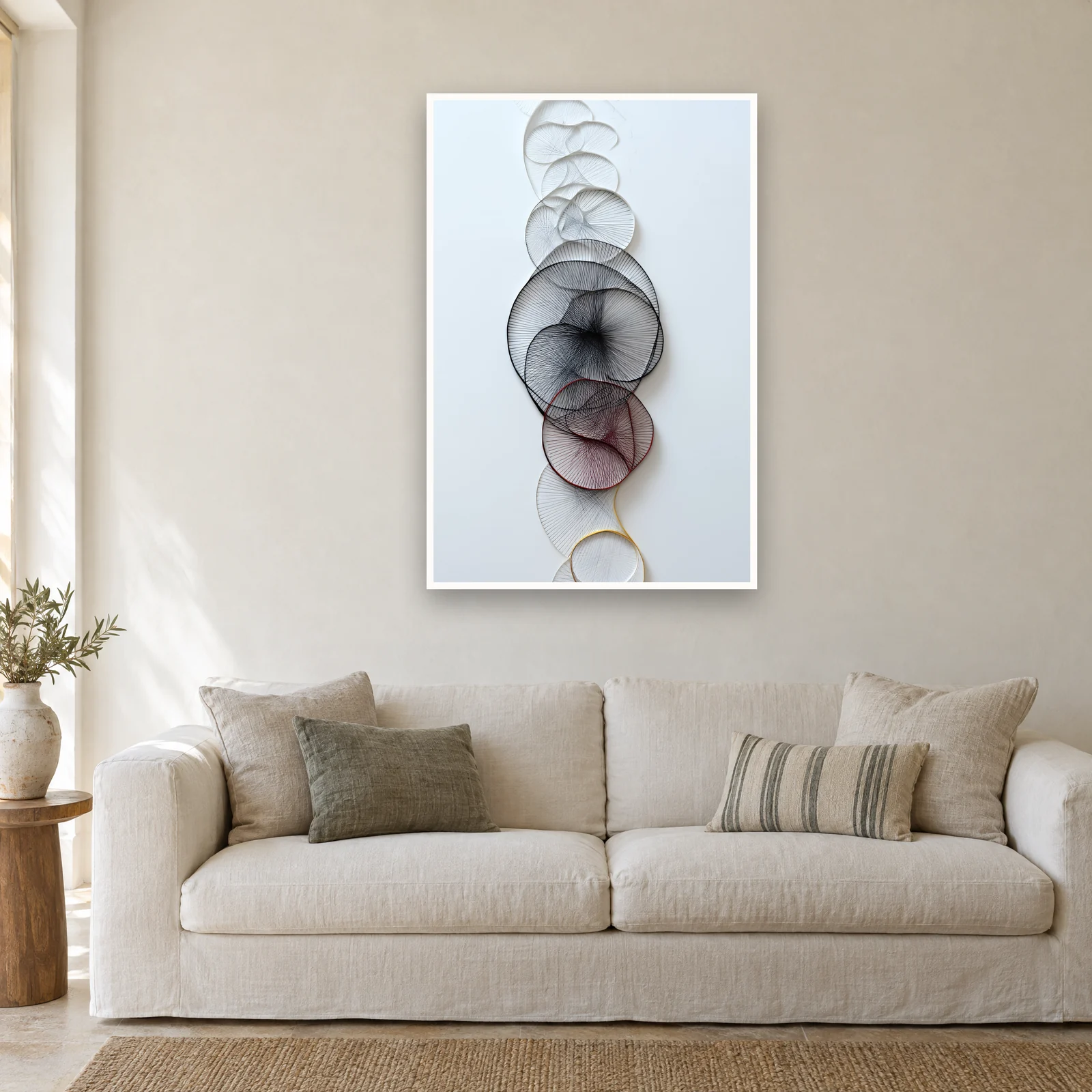Glass Rings art print on a wall