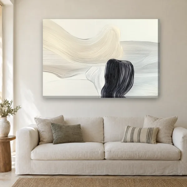 Cream Ribbon canvas on a wall