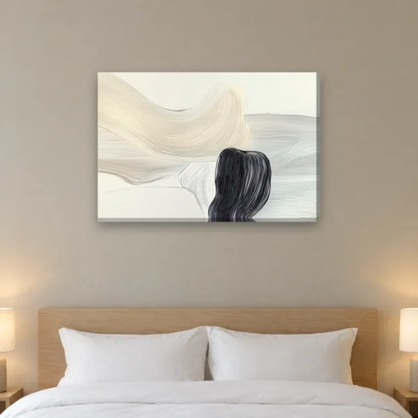 Cream Ribbon canvas on a wall