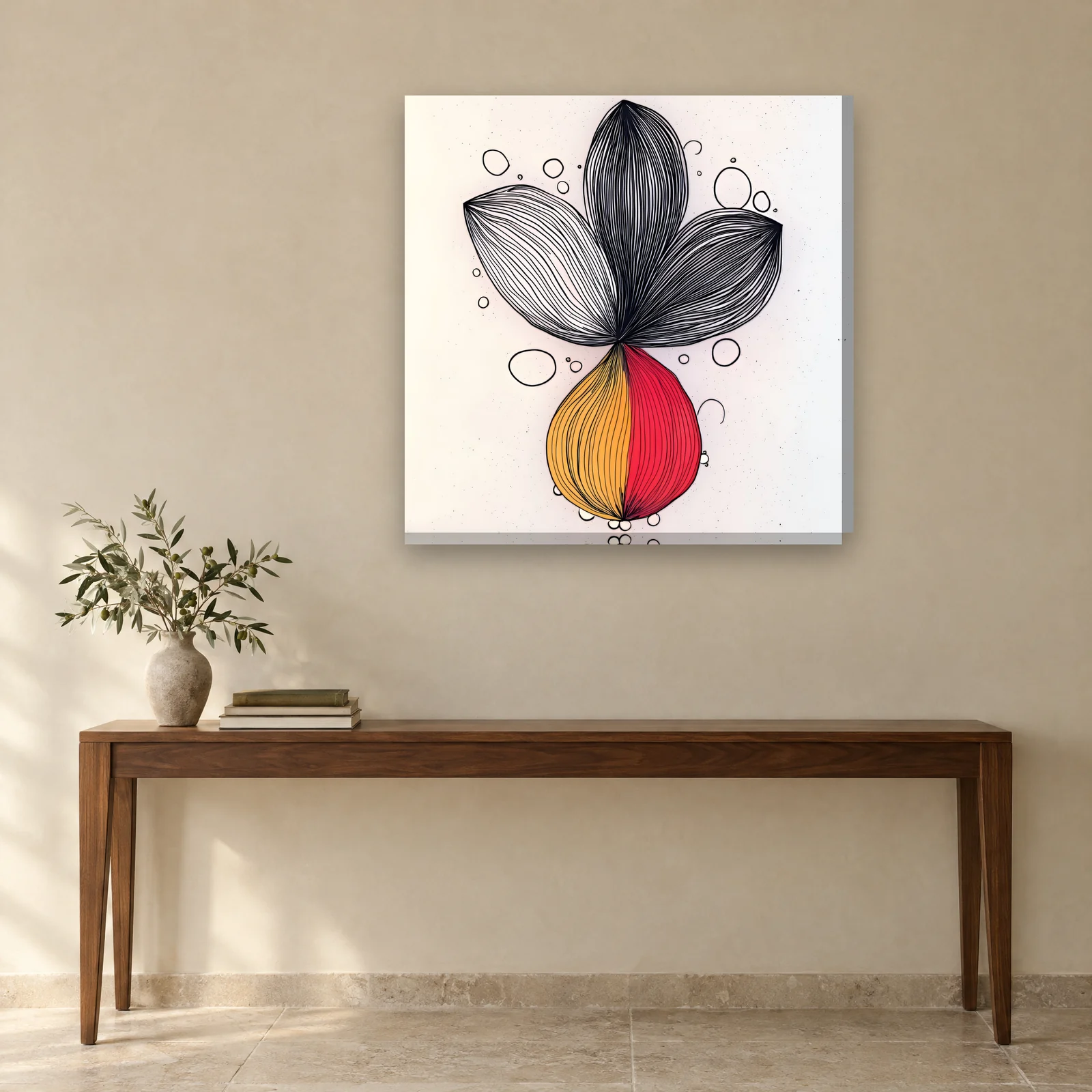 Gold Petals canvas on a wall