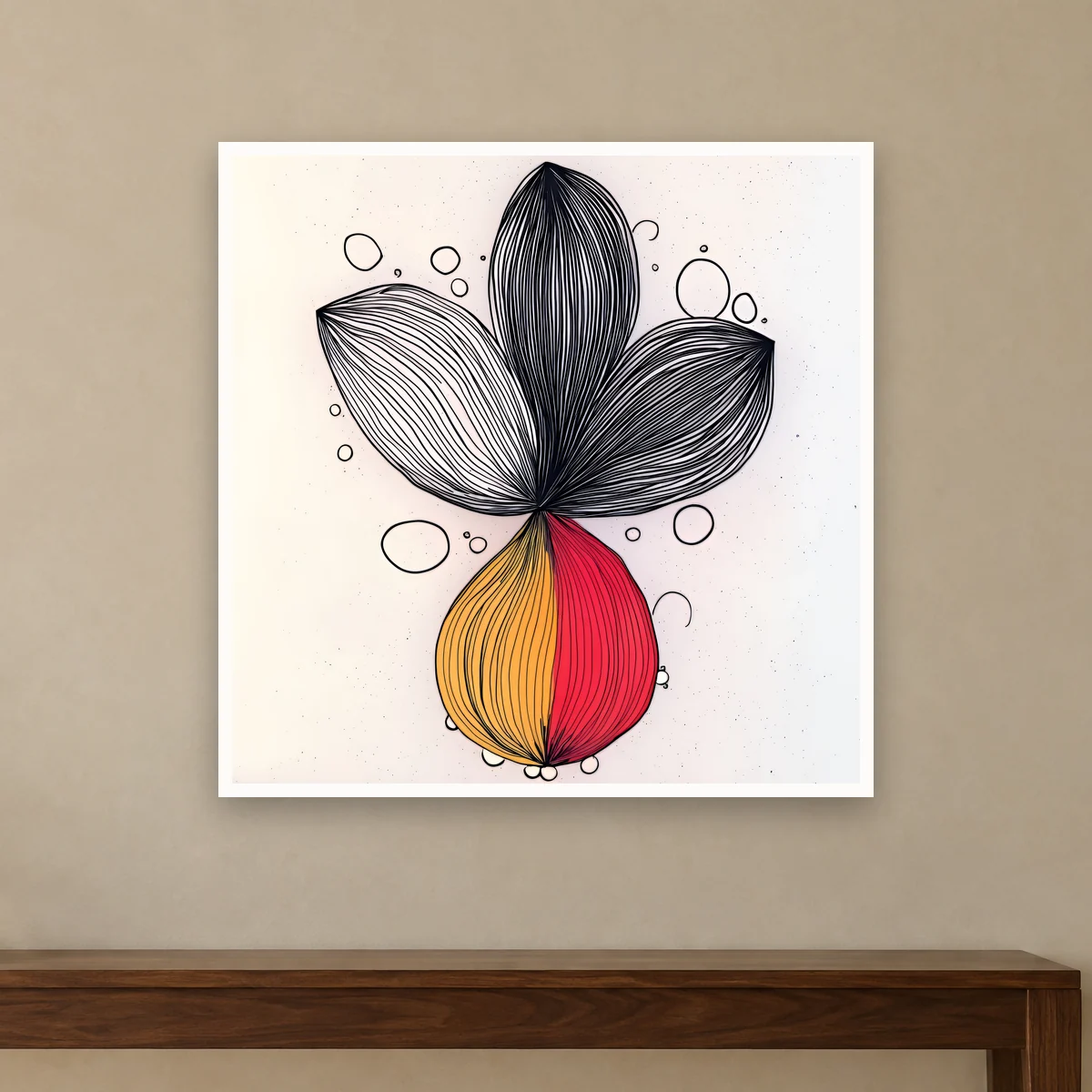 Gold Petals art print on a wall