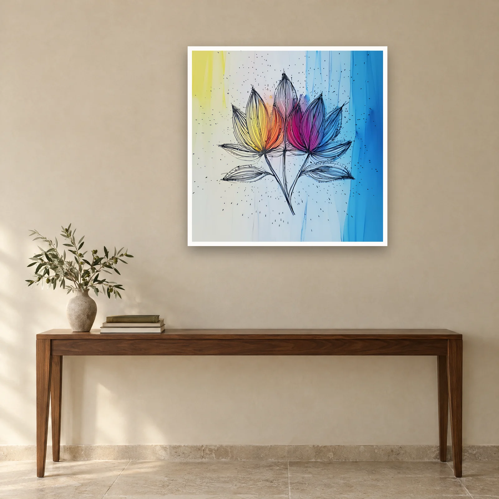 Lotus Line art print on a wall