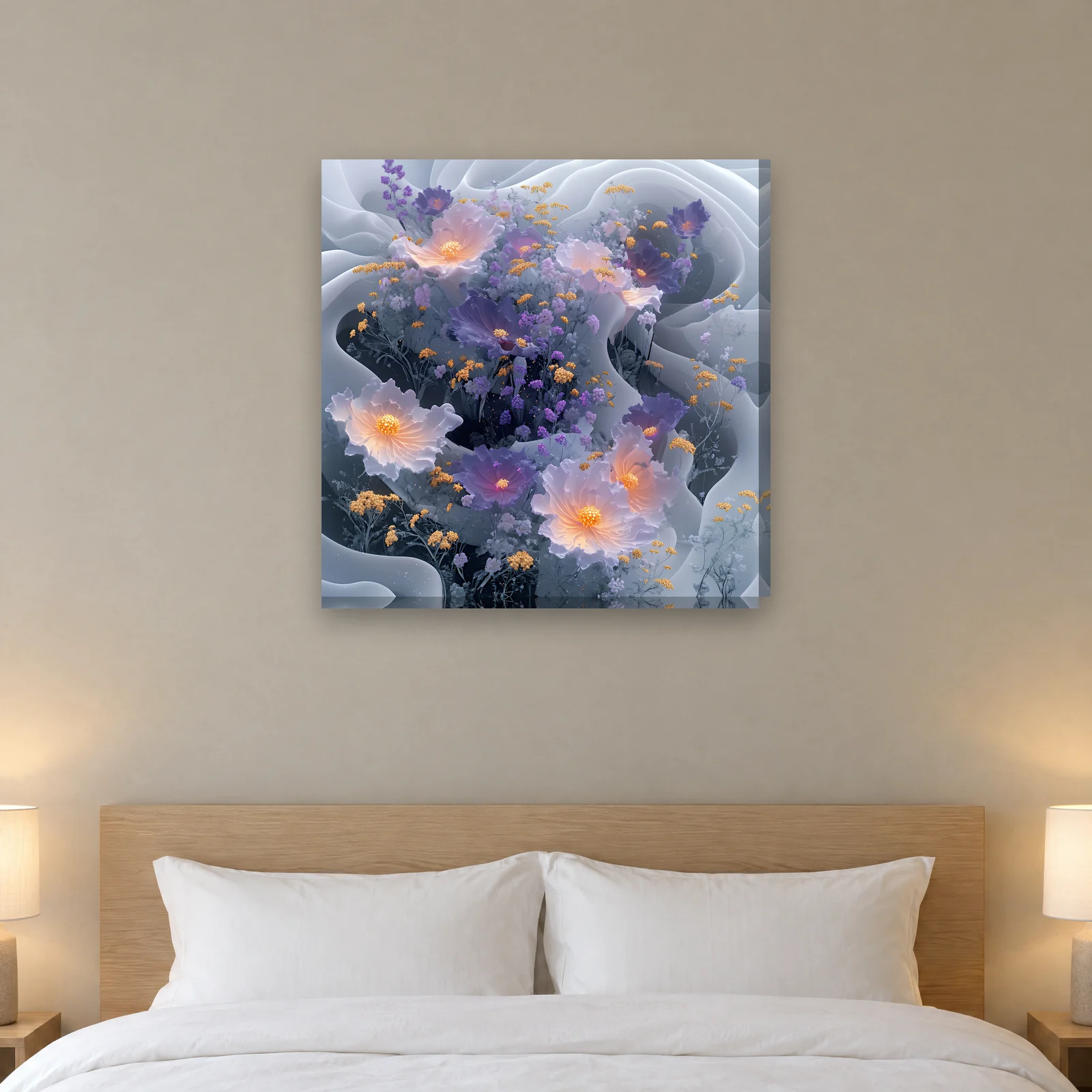 Lavender Cloud canvas on a wall