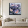 Lavender Cloud framed in Black on a wall