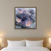 Lavender Cloud framed in Walnut on a wall