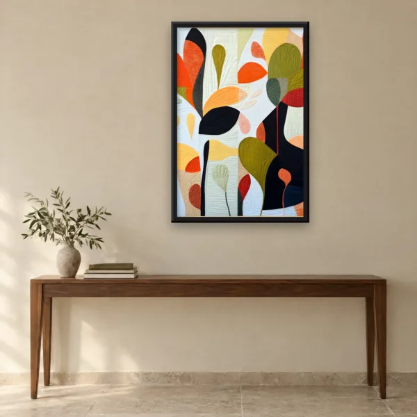 Autumn Leaves framed in Black on a wall