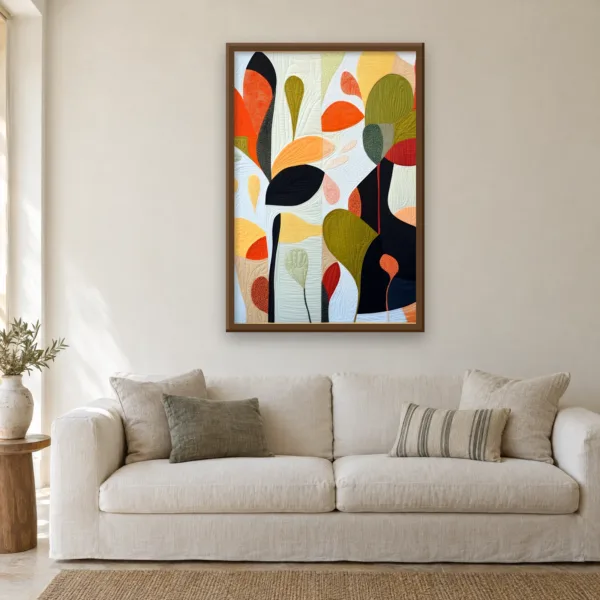 Autumn Leaves framed in Walnut on a wall