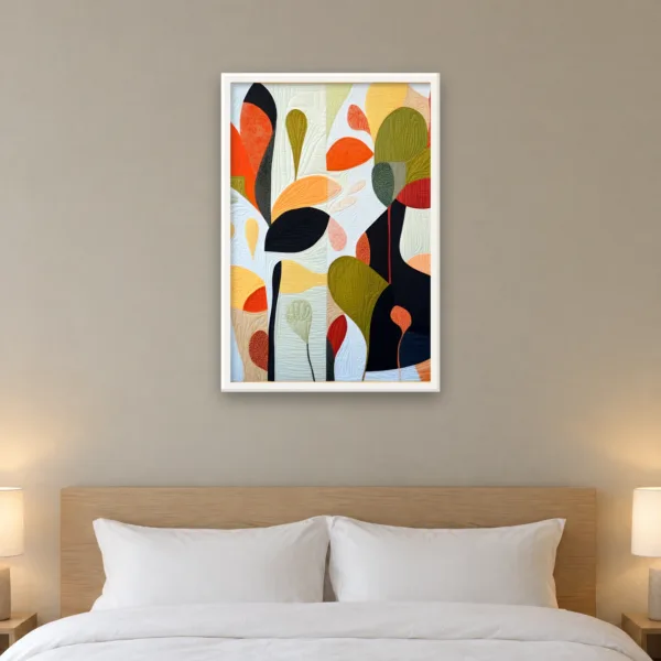 Autumn Leaves framed in White on a wall