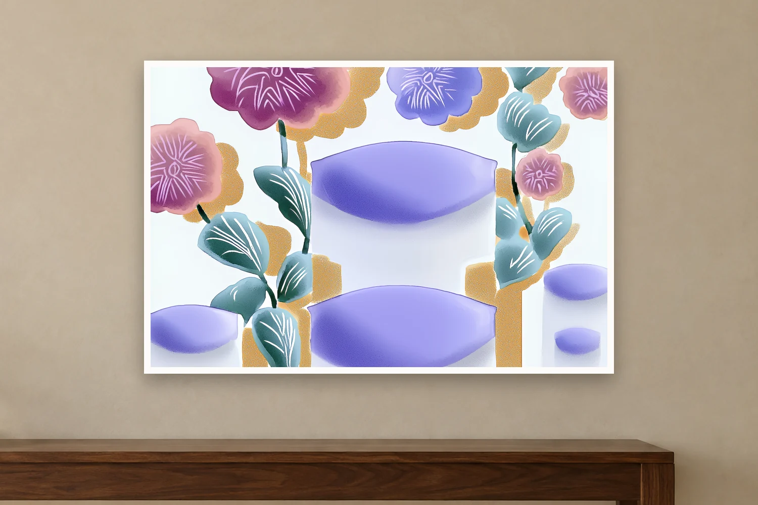 Paper Flowers art print on a wall