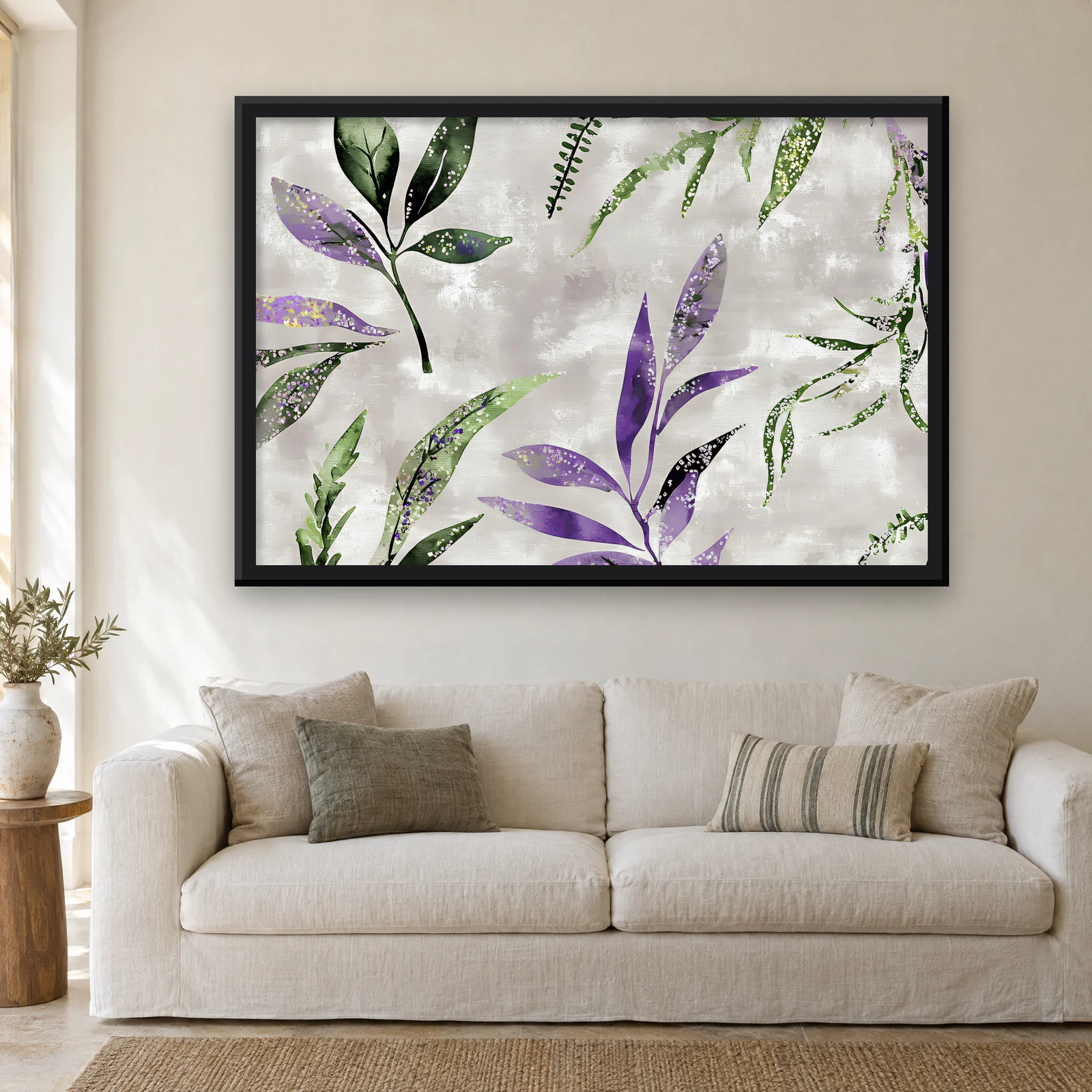 Olive Branches framed in Black on a wall